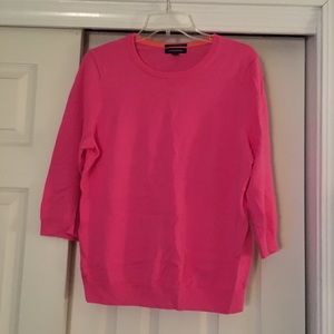 Lands’ End Pink Supima Cotton 3/4 Sleeve Sweater